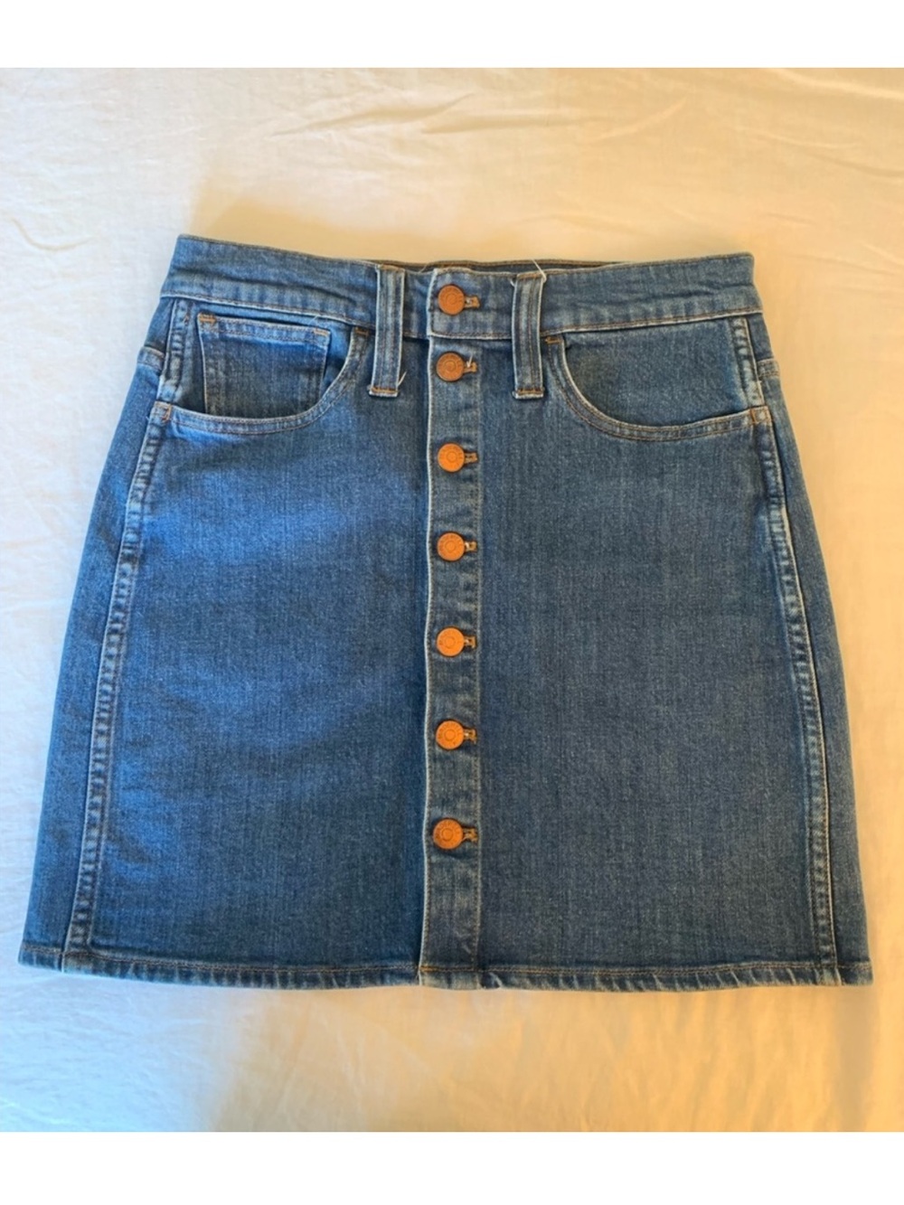 Madewell Denim Jean Button Front Mini Skirt Size 26